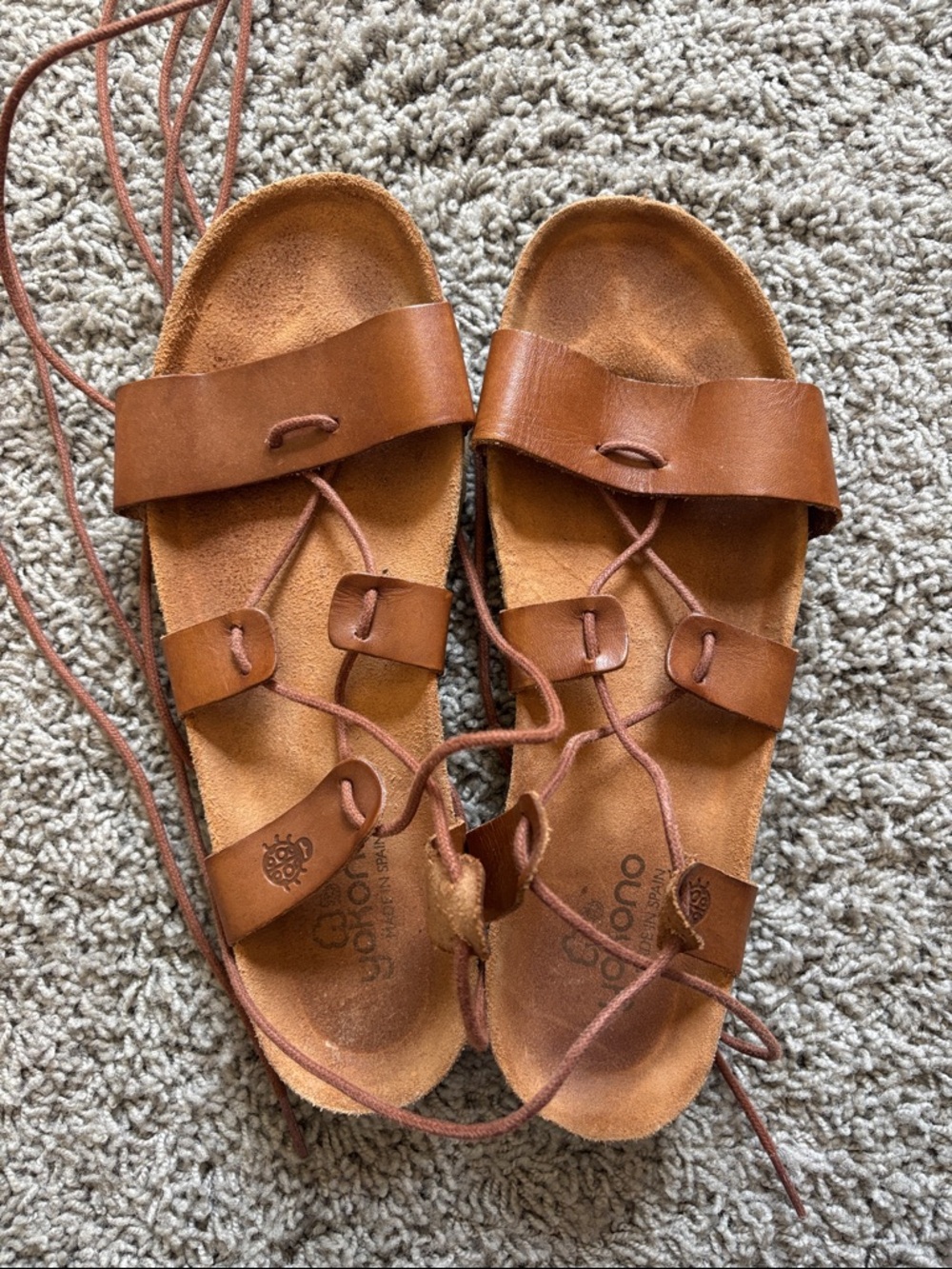 Yokono brown leather lace-up gladiator sandals - Picture 3 of 13